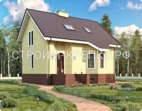 Проект дома из газобетона с цокольным этажом и с мансардой №339
